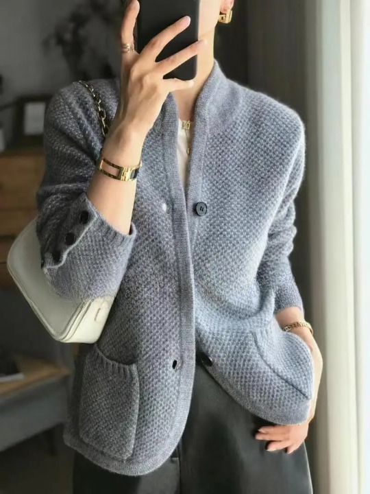 Henriette | Damens Knapperet Uldblandet Cardigan Jakke