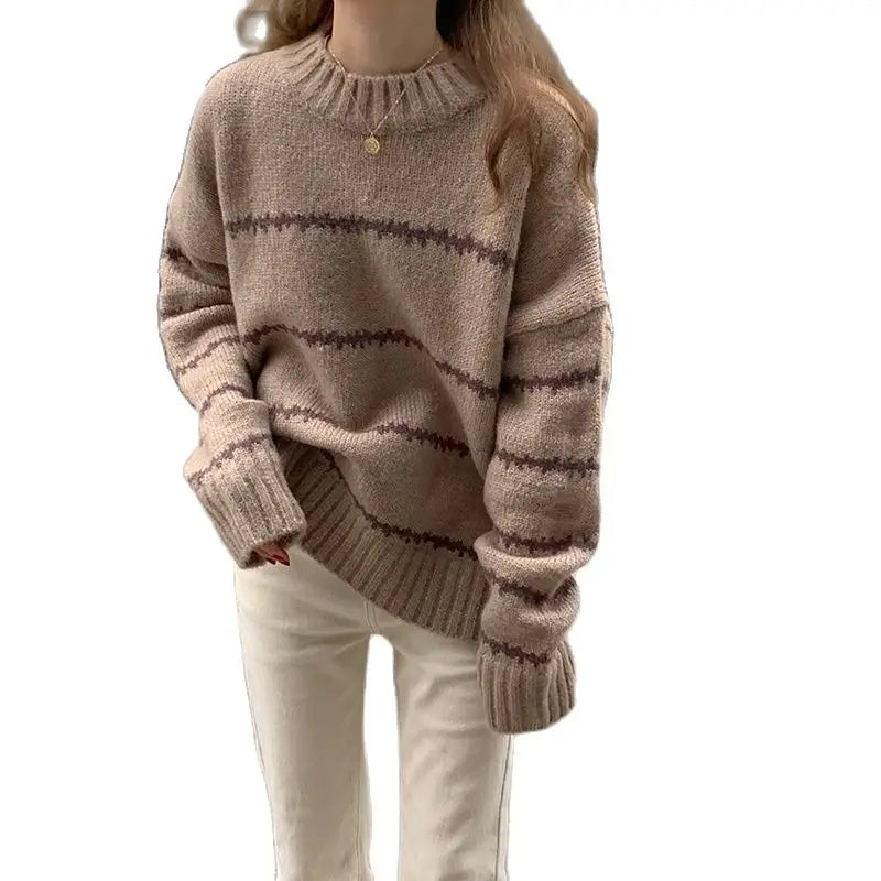Karina | Damens Cozy Stribet Vinter Sweater