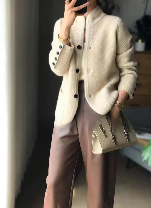 Henriette | Damens Knapperet Uldblandet Cardigan Jakke