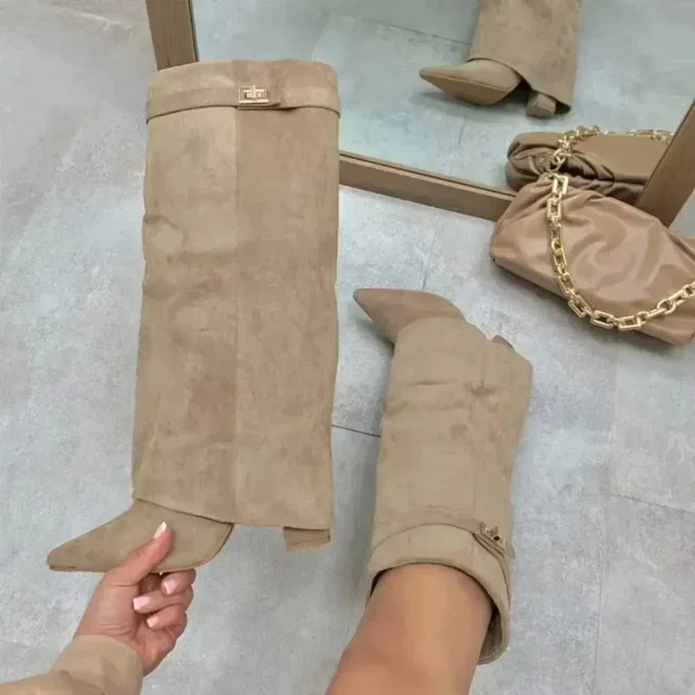 Cornelia | Dame Læder Lårhøje Støvler med Spænde