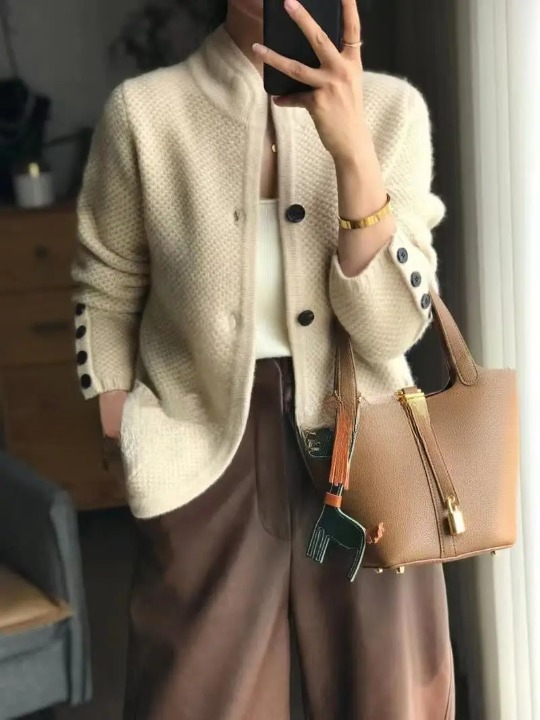 Henriette | Damens Knapperet Uldblandet Cardigan Jakke