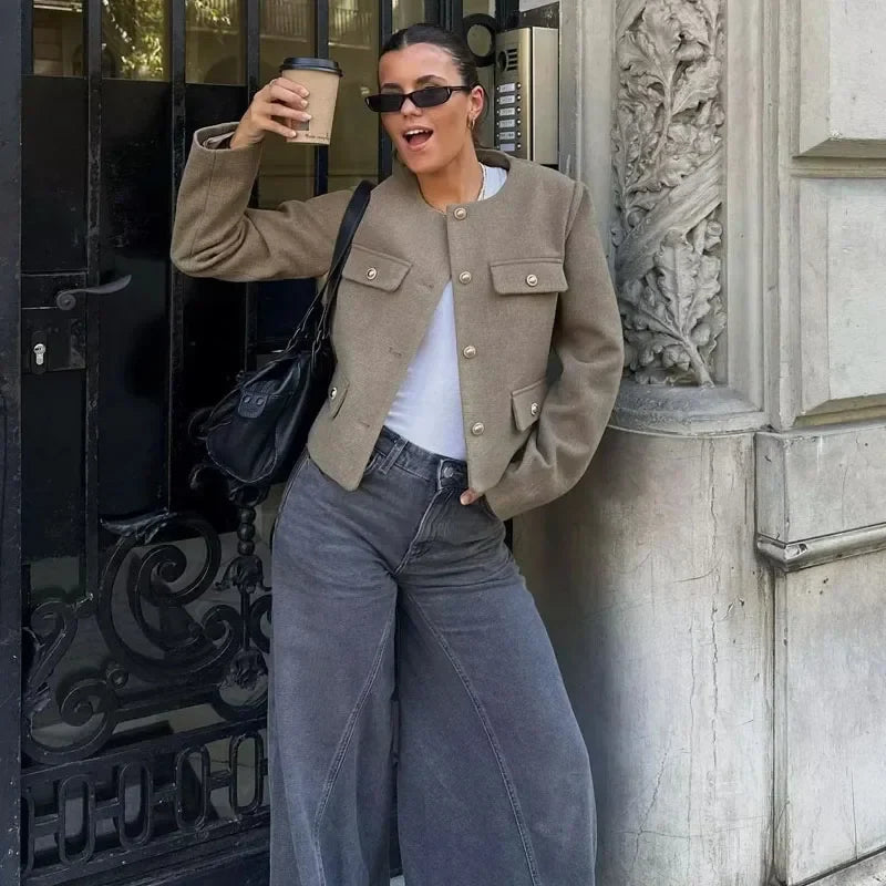 Kathrine | Kvinders Langærmet Jakke med Knappelukning