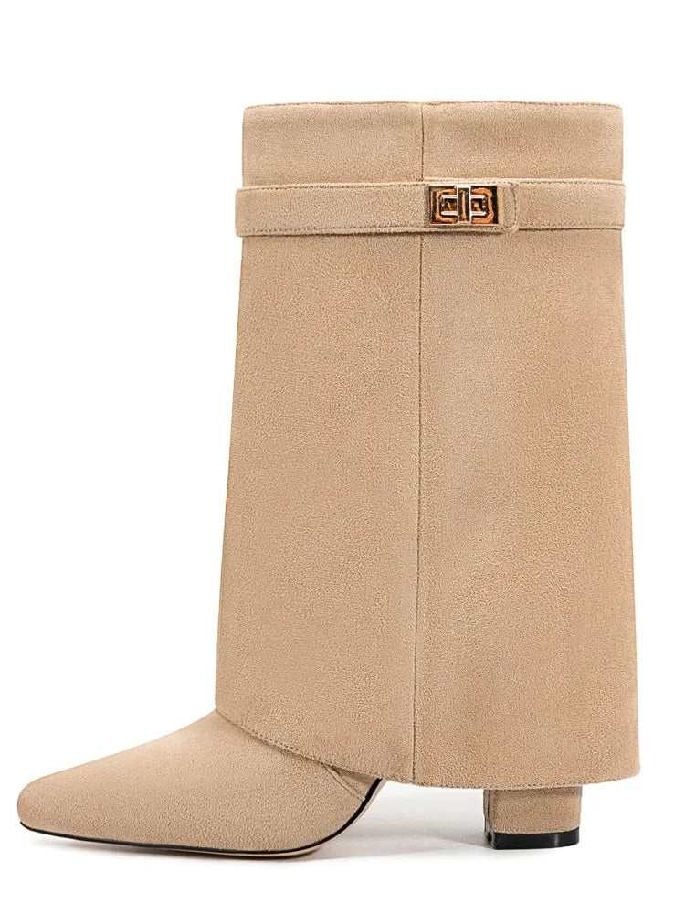 Cornelia | Dame Læder Lårhøje Støvler med Spænde