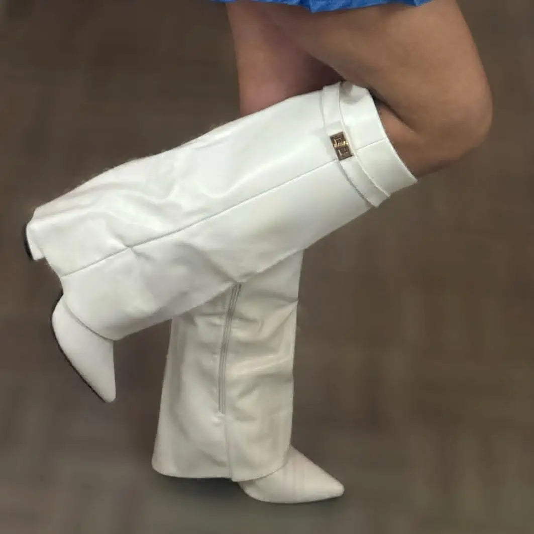 Christella | Dame Læder Lårhøje Støvler med Spænde