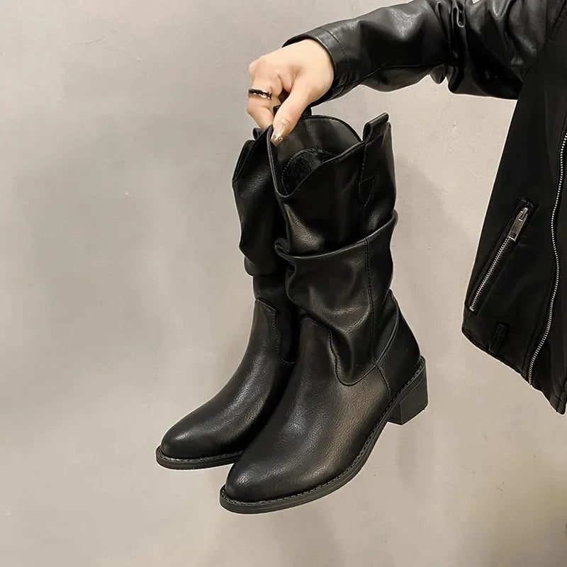 Vilma | Dame Læder Knæhøje Støvler med Hæle