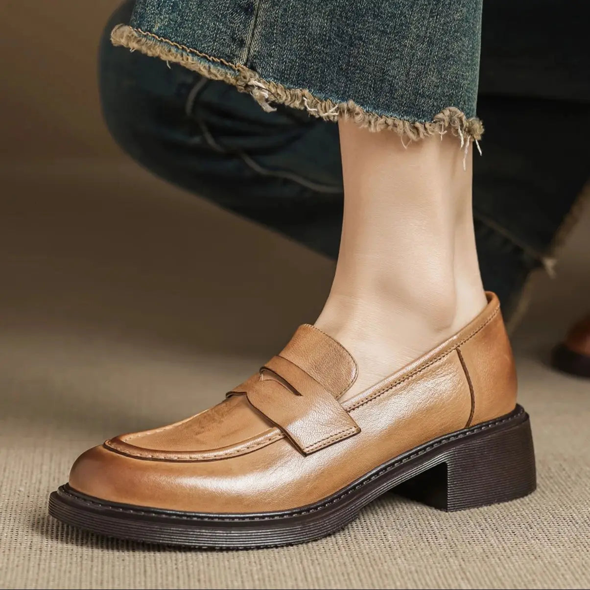 Cecily | Klassiske Dame Læder T-rem Sko