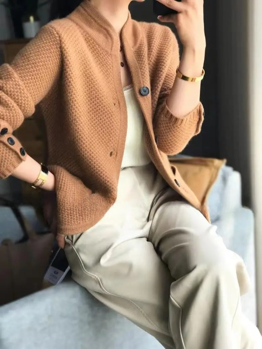 Henriette | Damens Knapperet Uldblandet Cardigan Jakke