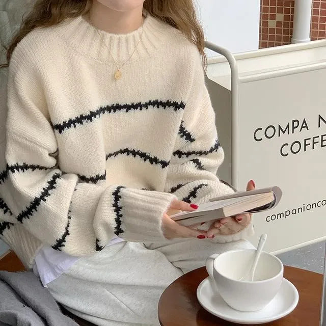 Karina | Damens Cozy Stribet Vinter Sweater
