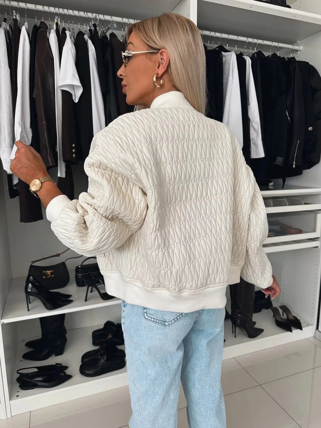 Inger | Kvinders Trendy Kort Cream Casual Jakke