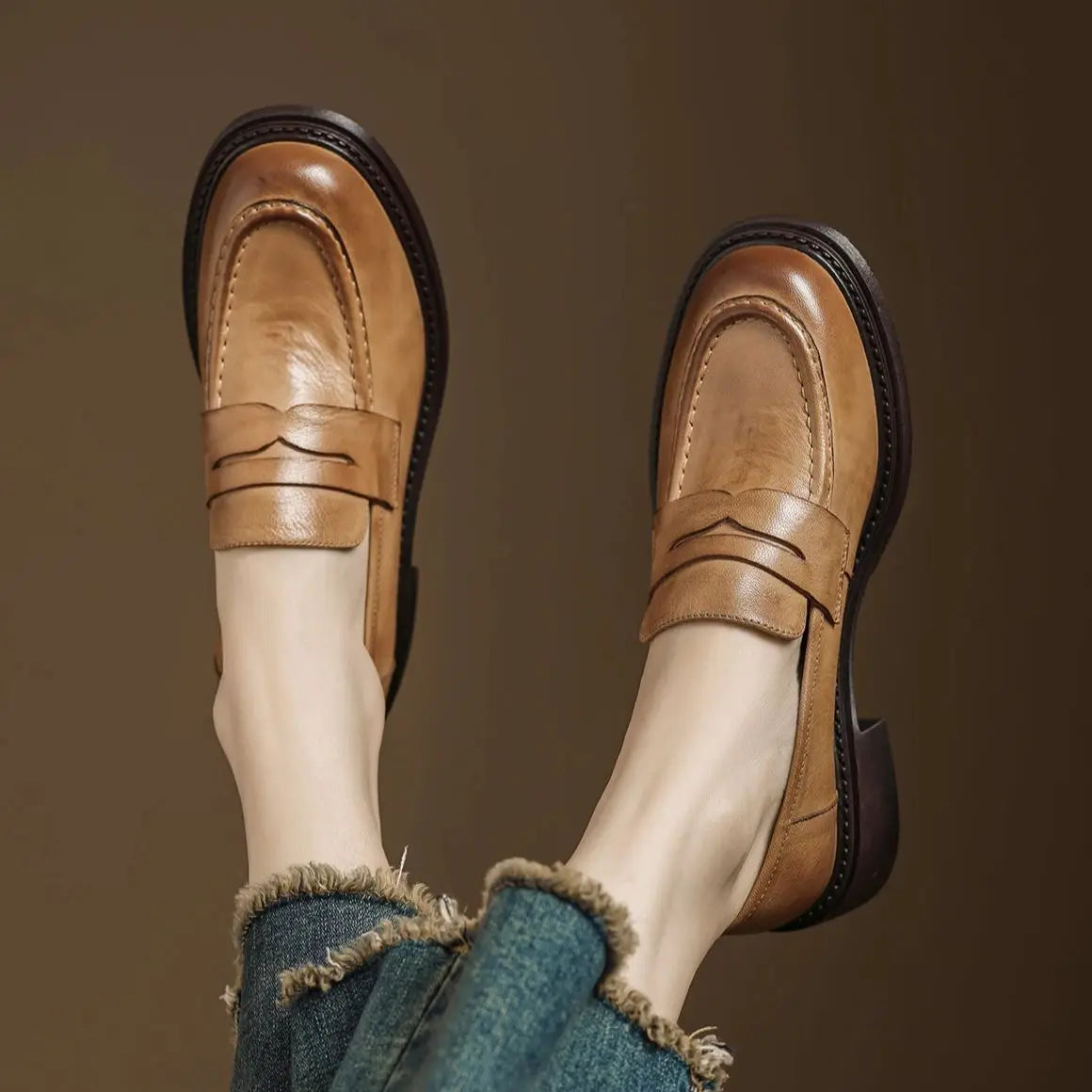 Cecily | Klassiske Dame Læder T-rem Sko