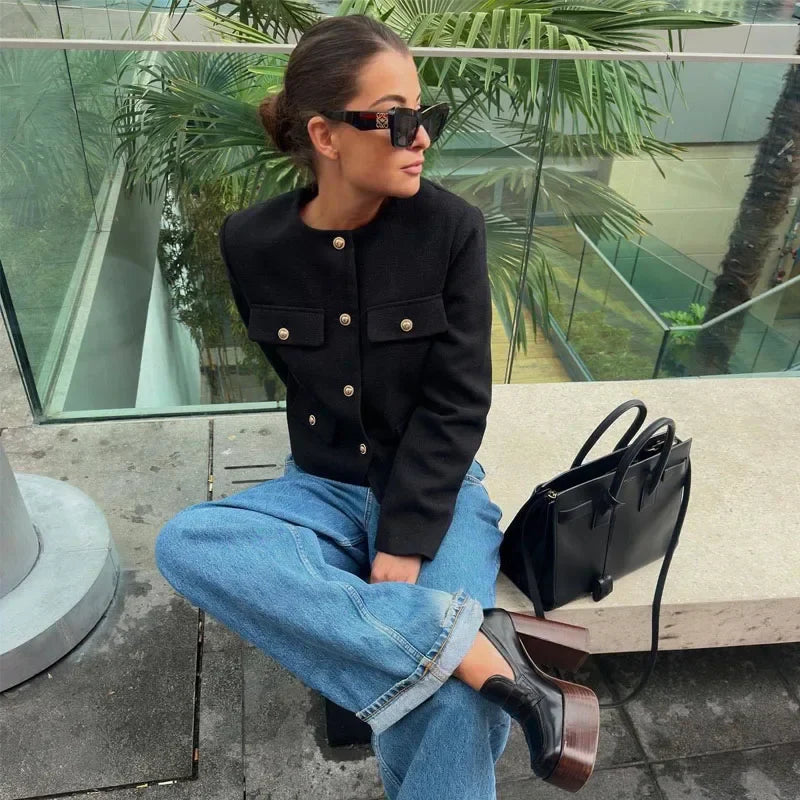 Kathrine | Kvinders Langærmet Jakke med Knappelukning