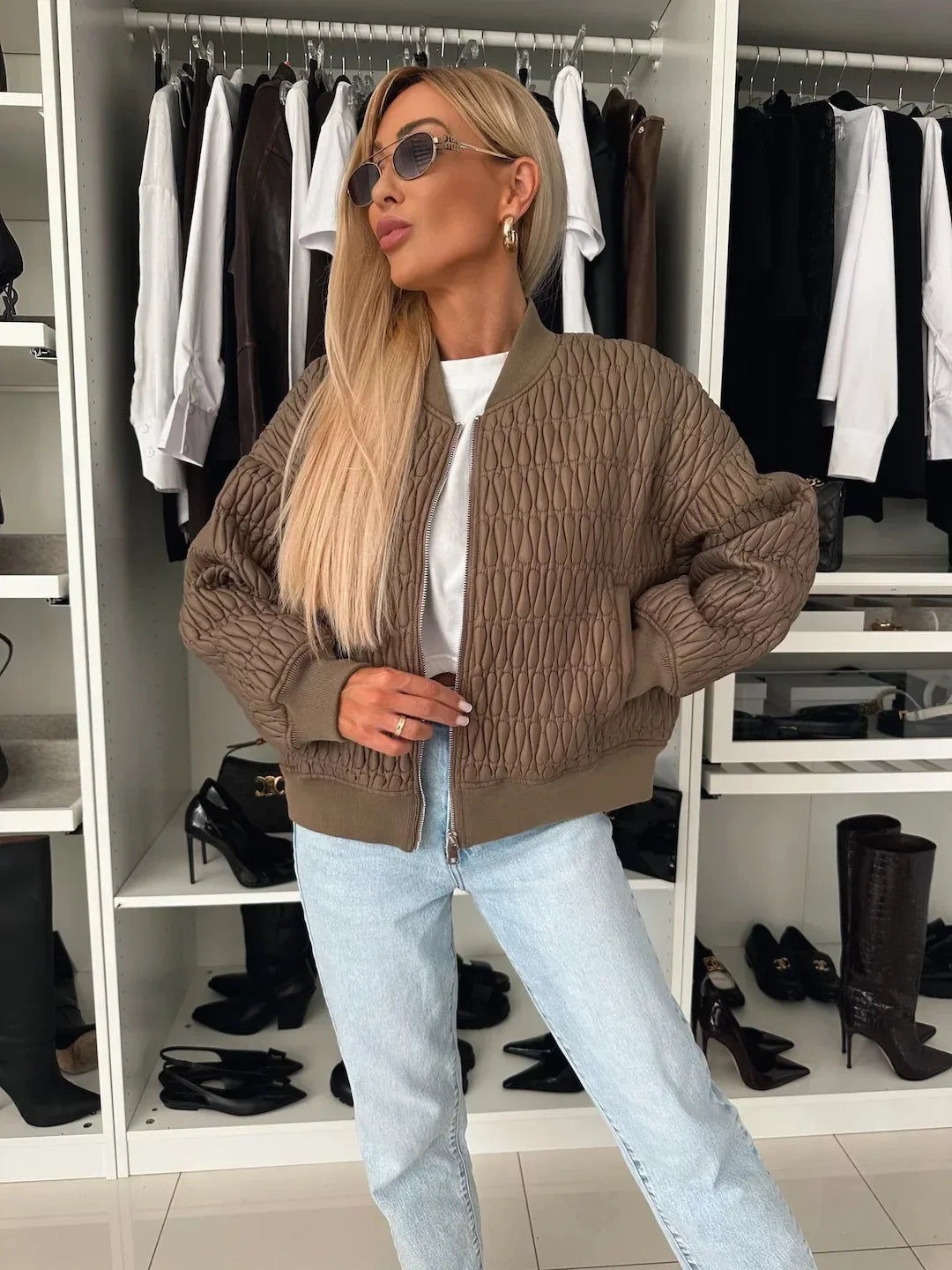 Inger | Kvinders Trendy Kort Cream Casual Jakke