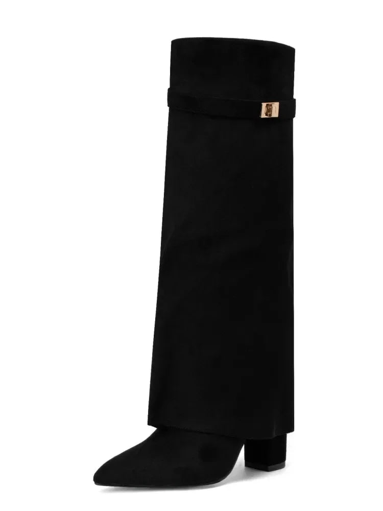 Cornelia | Dame Læder Lårhøje Støvler med Spænde