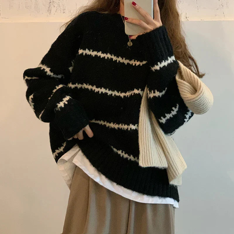 Karina | Damens Cozy Stribet Vinter Sweater
