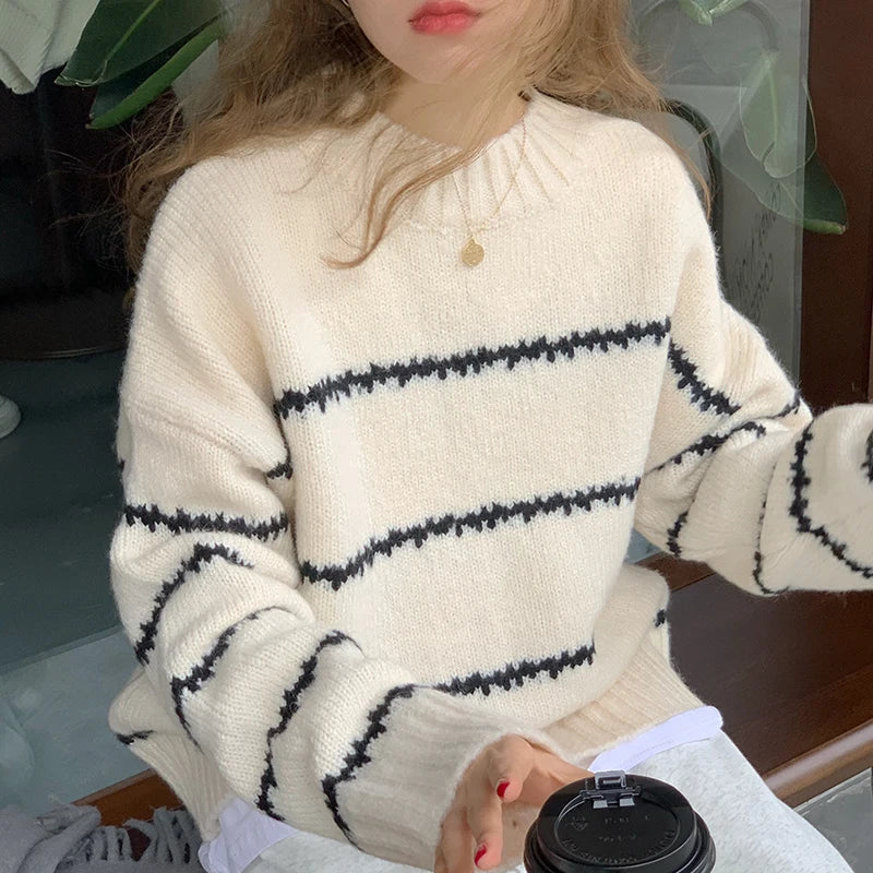 Karina | Damens Cozy Stribet Vinter Sweater