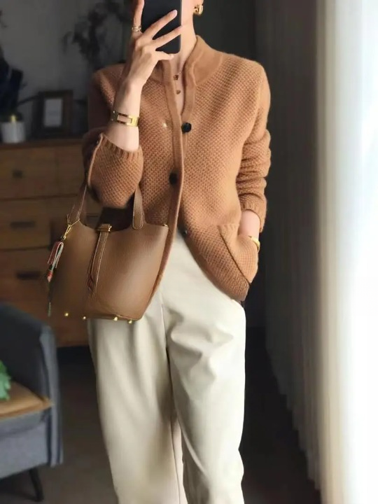Henriette | Damens Knapperet Uldblandet Cardigan Jakke