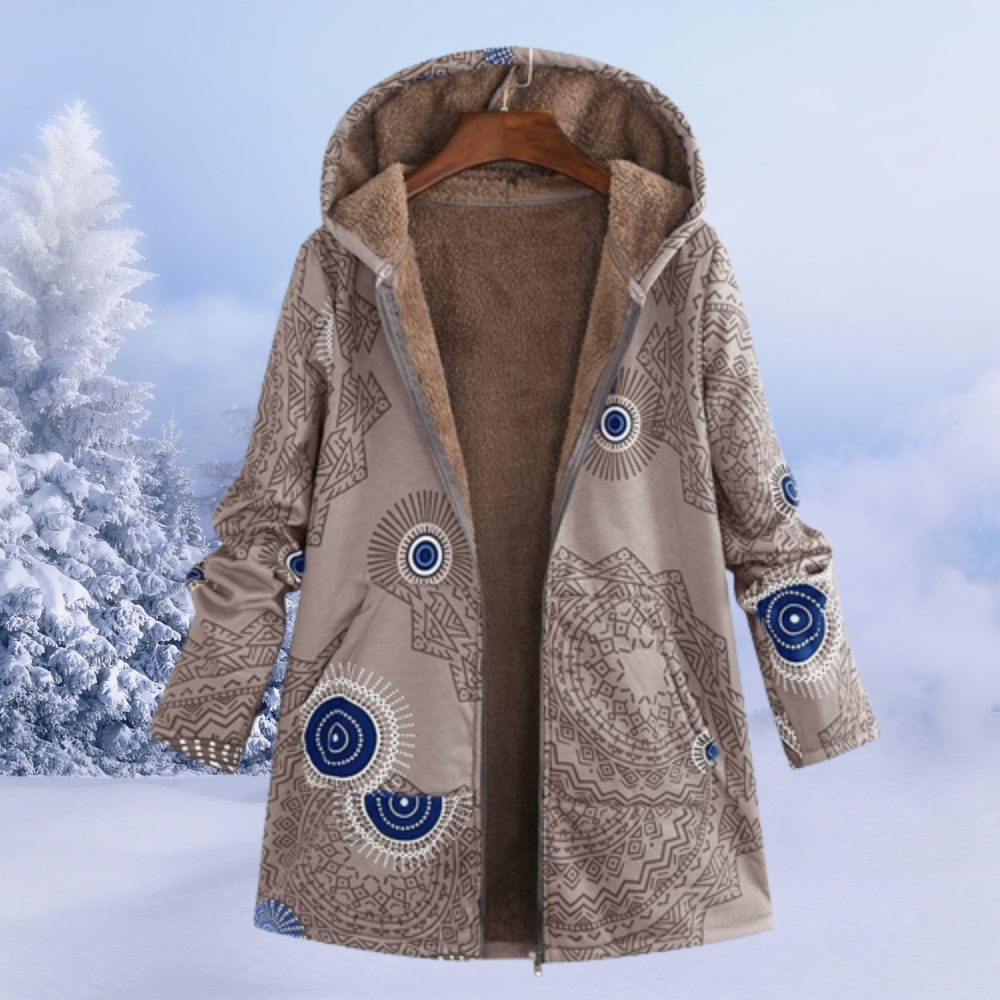 Lene | Dame Hoodie med Farverigt Tribalprint