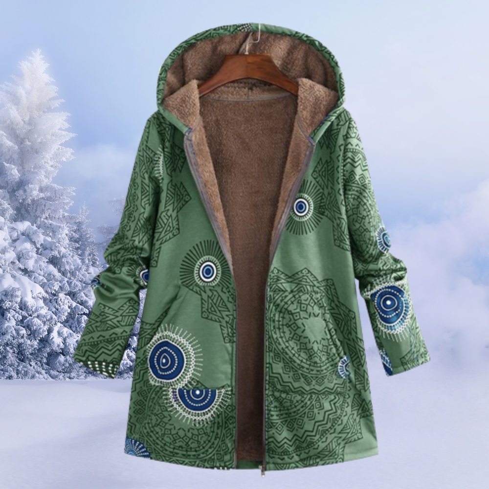 Lene | Dame Hoodie med Farverigt Tribalprint