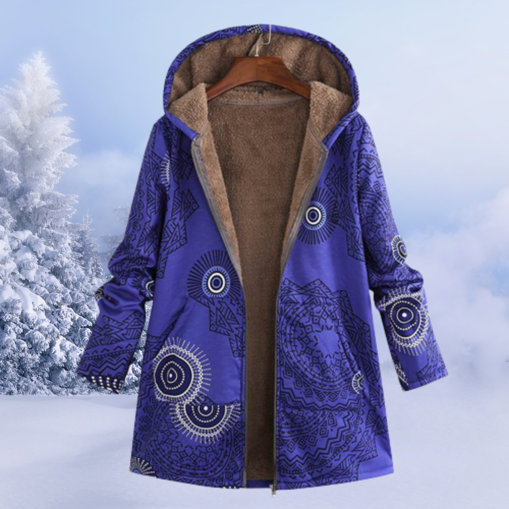 Lene | Dame Hoodie med Farverigt Tribalprint