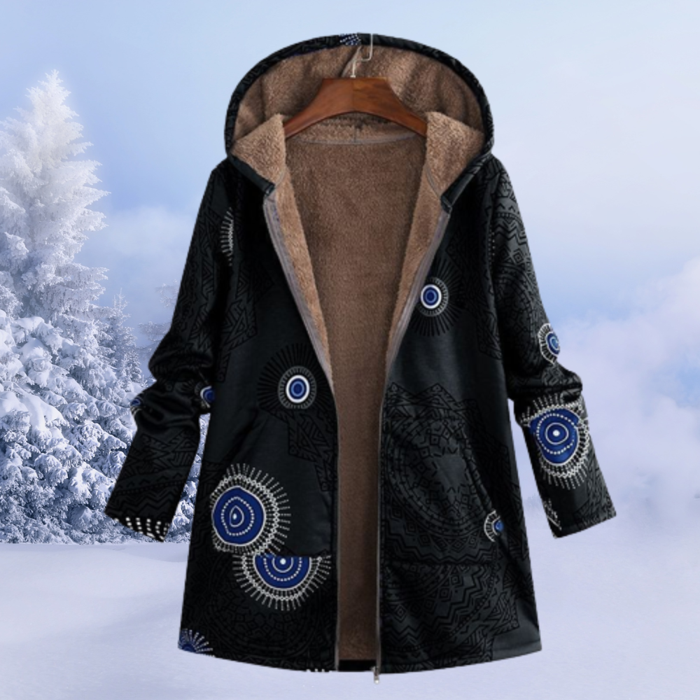 Lene | Dame Hoodie med Farverigt Tribalprint