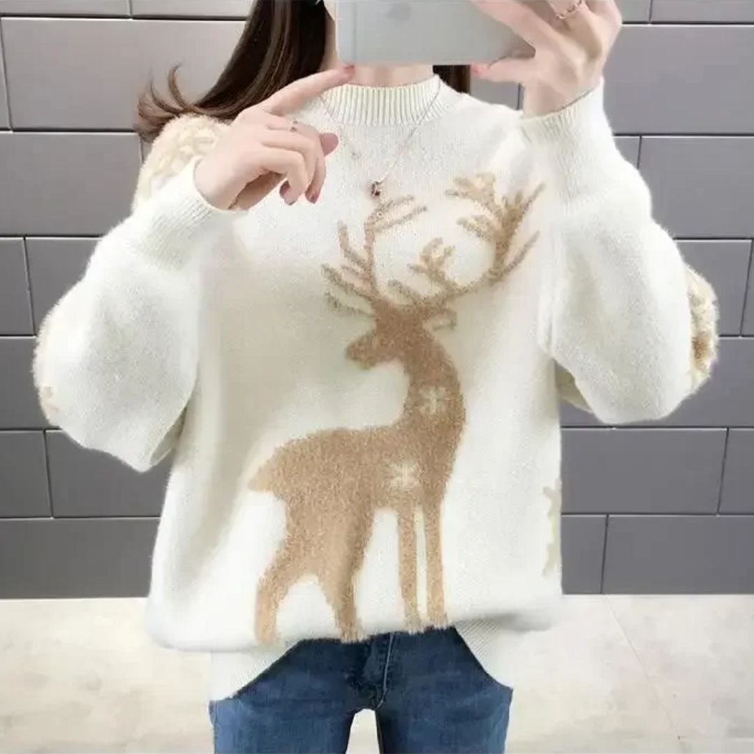 Bettina | Kvinders Vinter Reindeer Strikketrøje