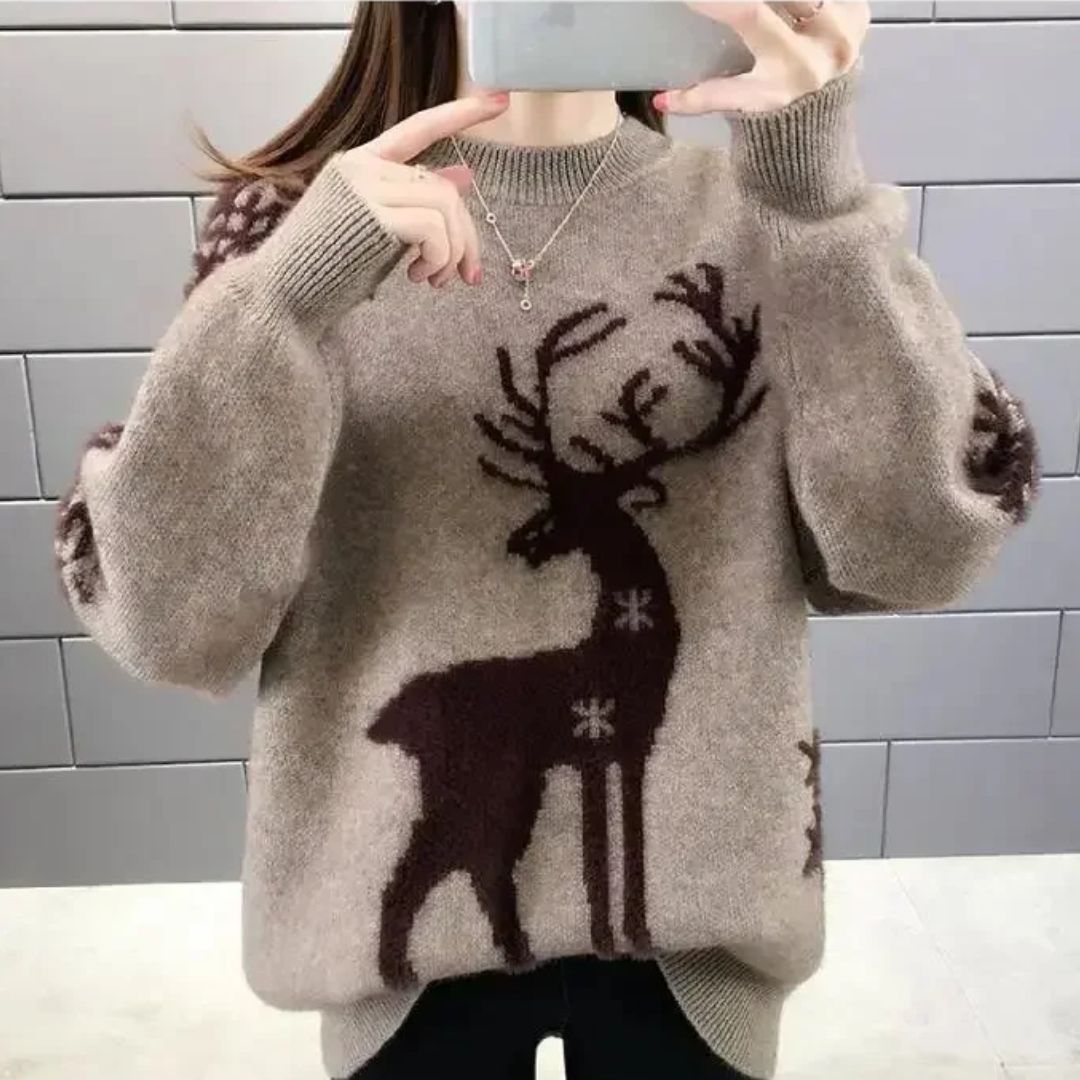 Bettina | Kvinders Vinter Reindeer Strikketrøje