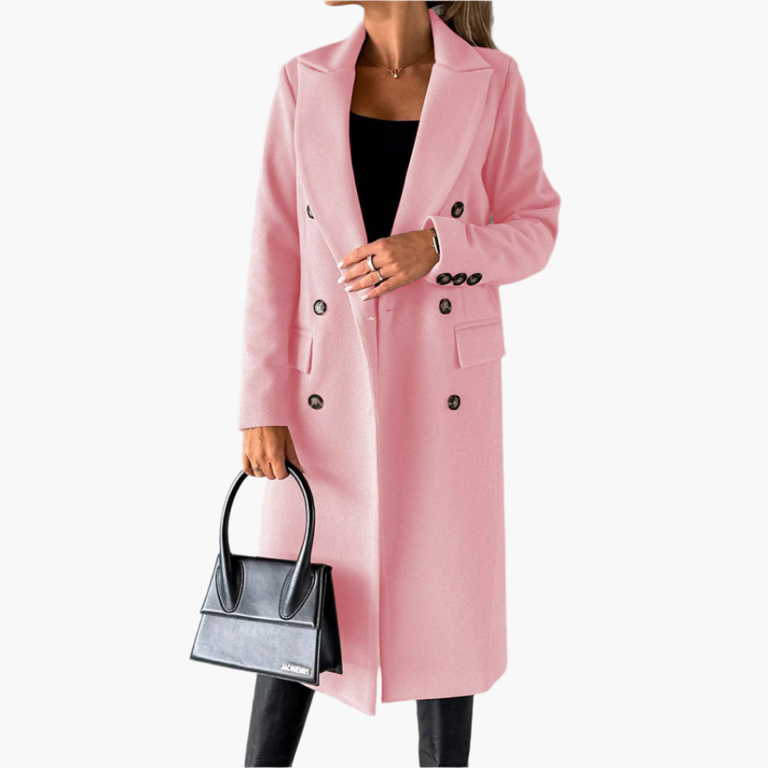 Yvonne | Kvinder Elegant Dobbelt Radet Lang Trenchcoat