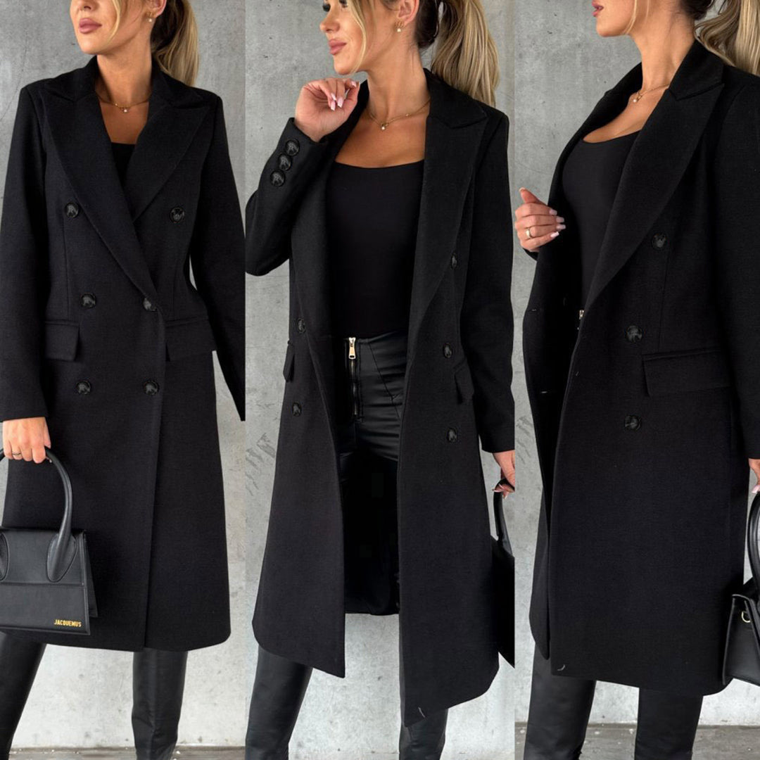Yvonne | Kvinder Elegant Dobbelt Radet Lang Trenchcoat