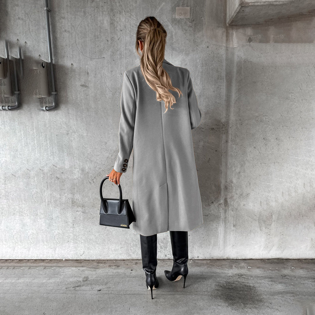 Yvonne | Kvinder Elegant Dobbelt Radet Lang Trenchcoat