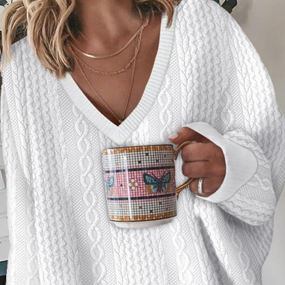 Quinna | Vinter Kvinders Fletstrik V-hals Sweater