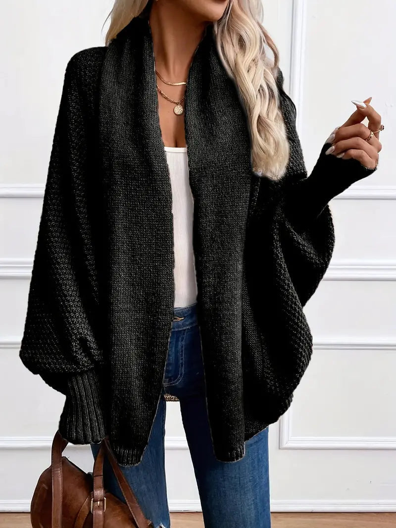 Hanne | Damens Vinter Strikket Cardigan med Åben Foran