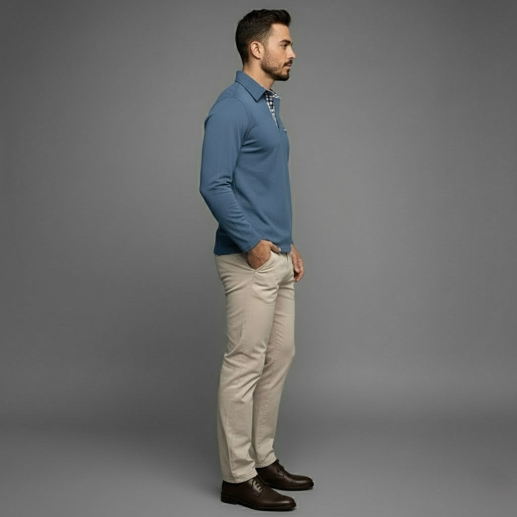 Kaj | Herres langærmede vinterpolo-shirt