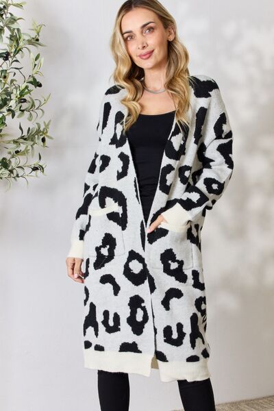 Dorthe | Kvinders vinter cardigan med leopard mønster
