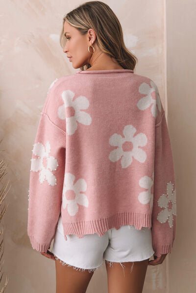 Cecilie | Kvinders vinter sweater med blomster mønster