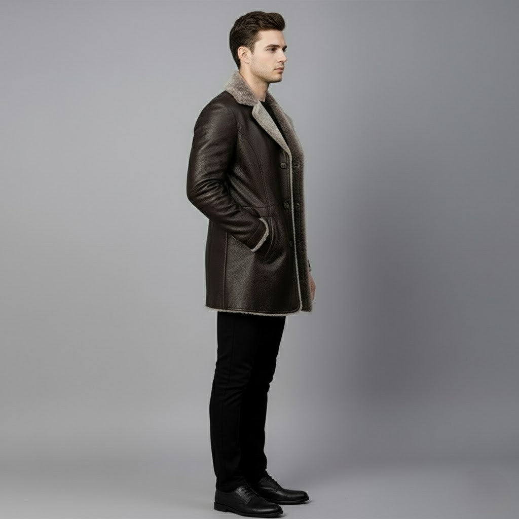 Julius | Herres vinterlæderjakke med varm pelsforing