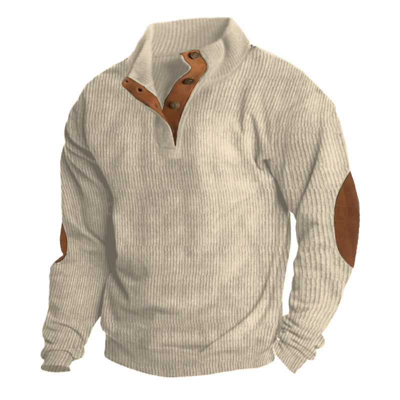 Nicolai | Herre Ribstrikket Sweater med Albuelapper