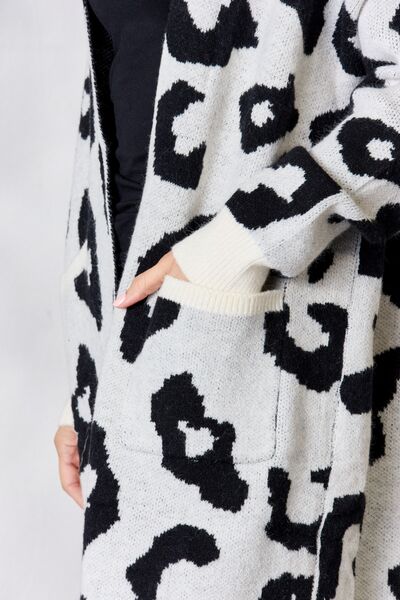 Dorthe | Kvinders vinter cardigan med leopard mønster