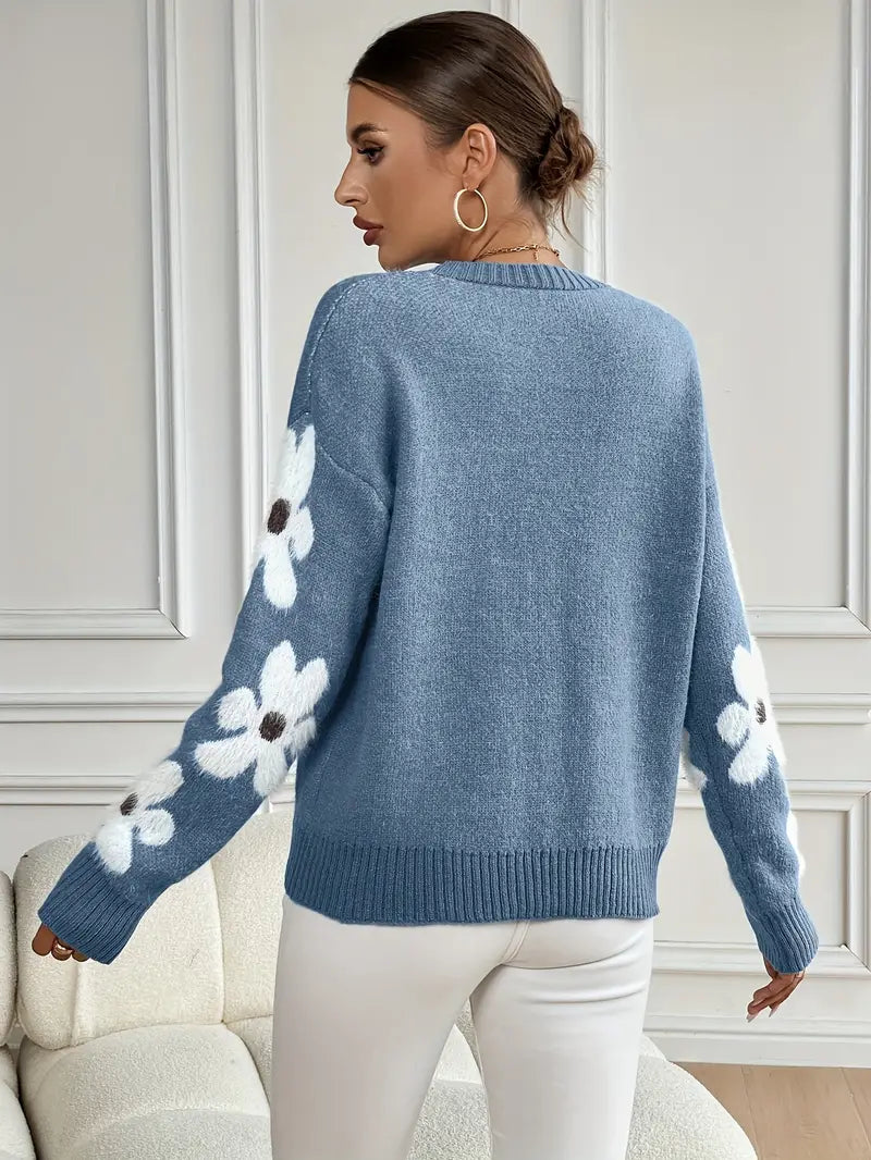 Astrid | Damens Vinter Sweater med Blomsterprint