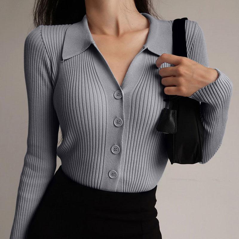 Bolette | Damens Vinter Ribbet Knappelukket Cardigan