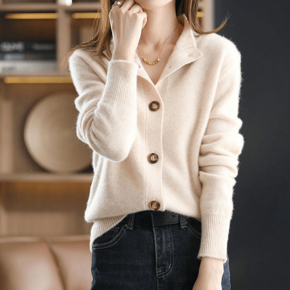 Cathrine | Dame Chic Langærmet Strikcardigan