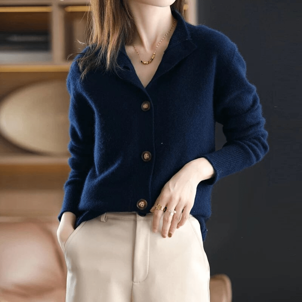 Cathrine | Dame Chic Langærmet Strikcardigan