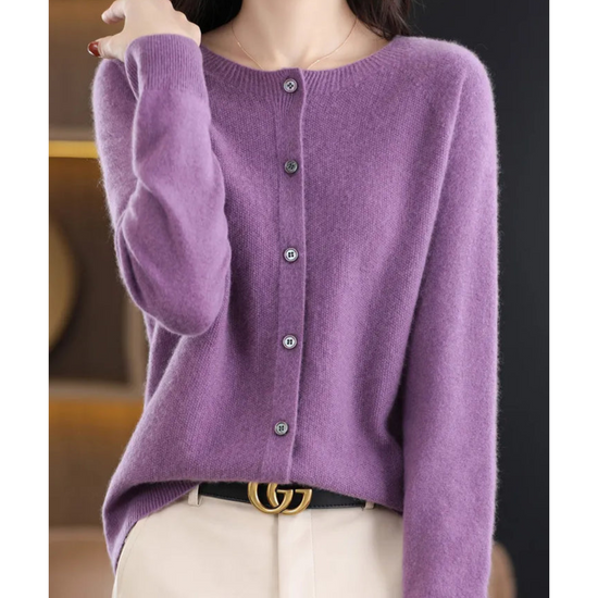 Alette | Dame Vinter Knappet Strikket Cardigan