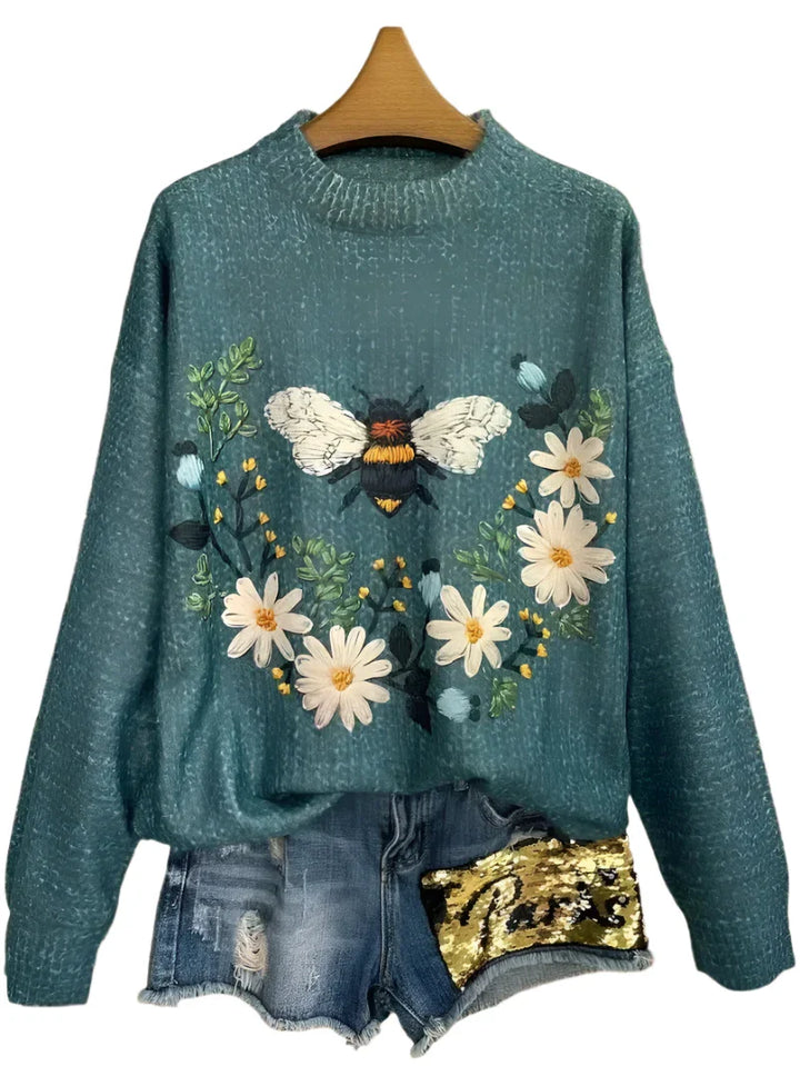 Pernille | Kvinders Broderet Komfortabel Vinter Sweater