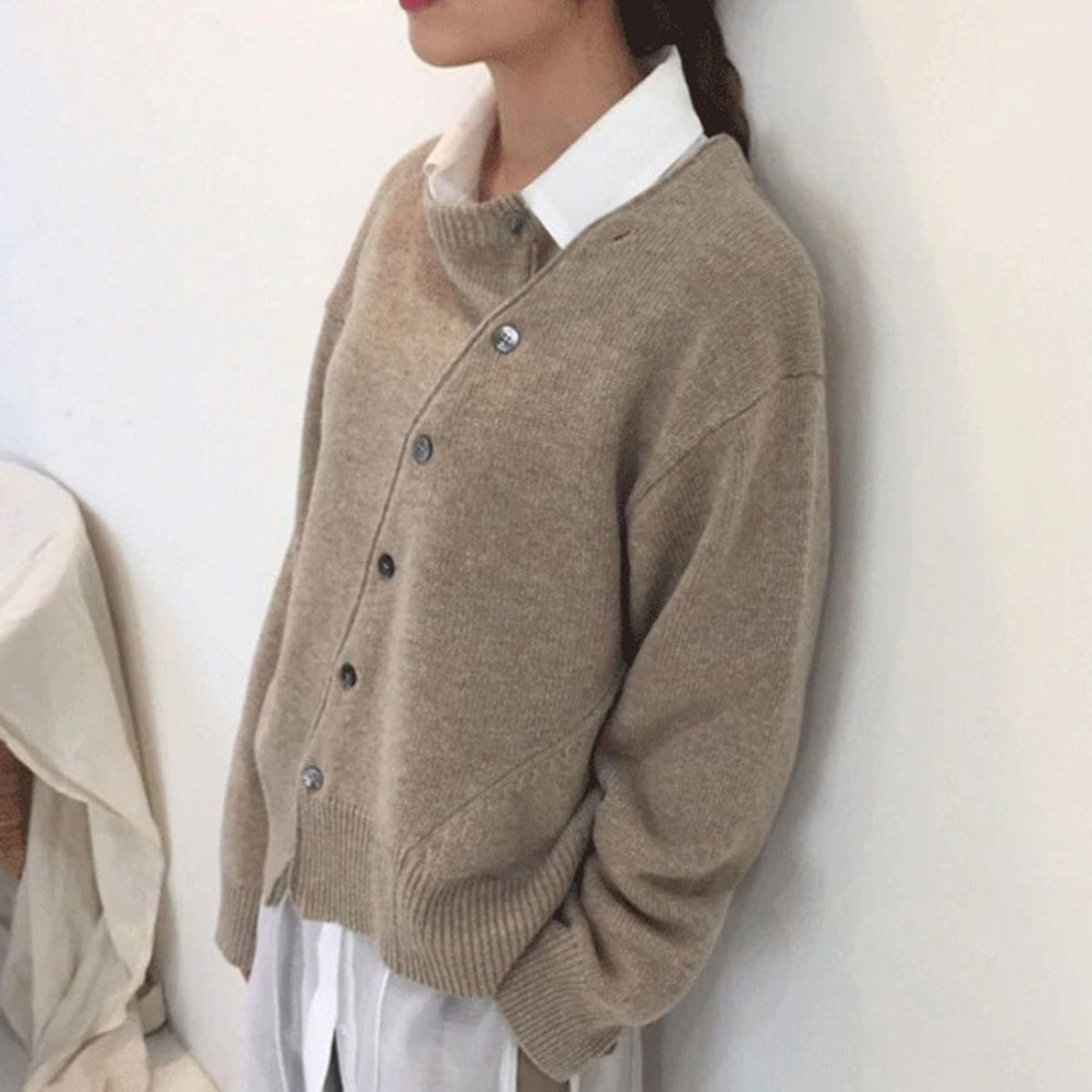 Caroline | Dame Vinterstrikpullover med Knap