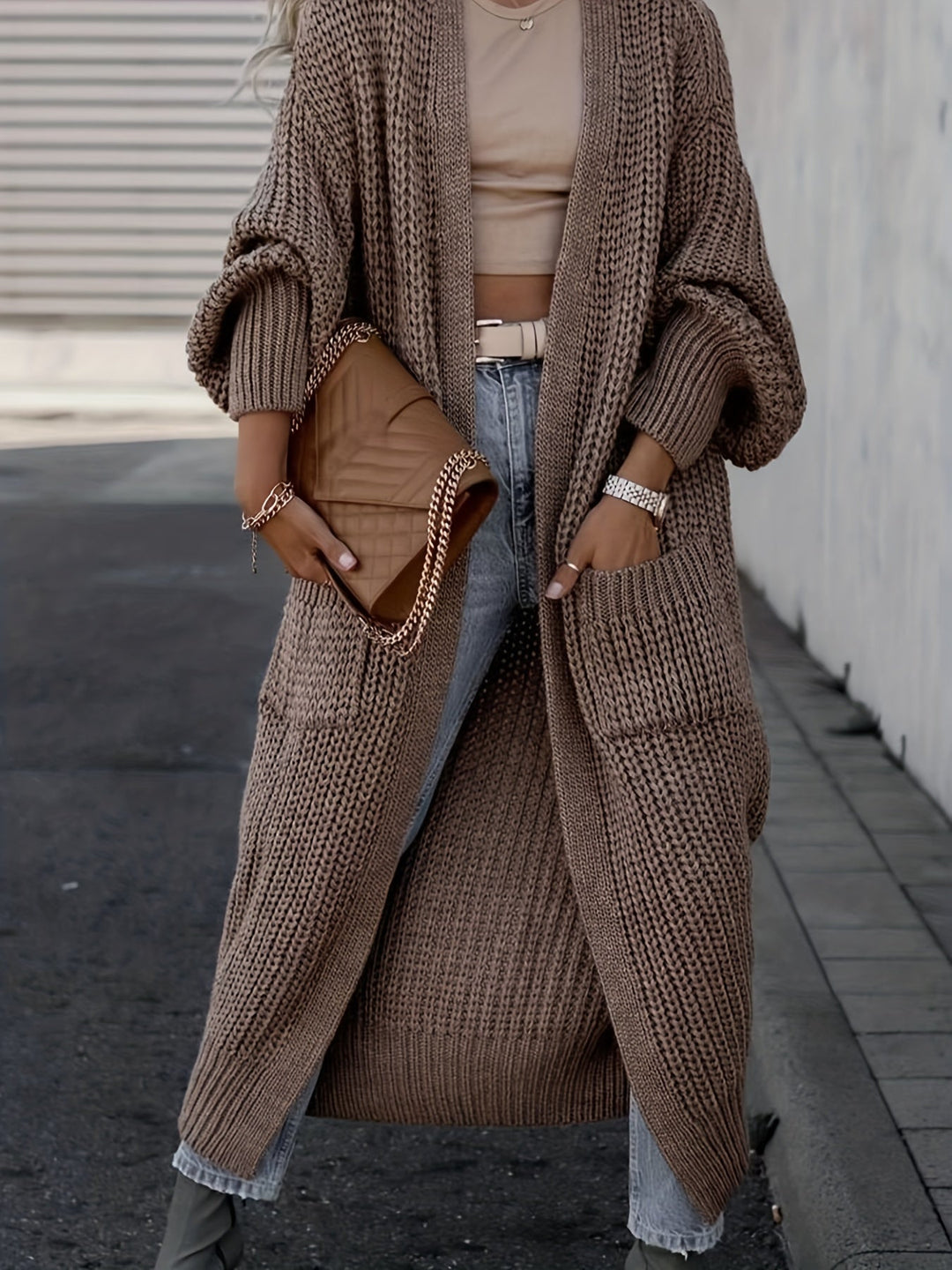 Lilian | Lang Chunky Strikket Cardigan til Damer