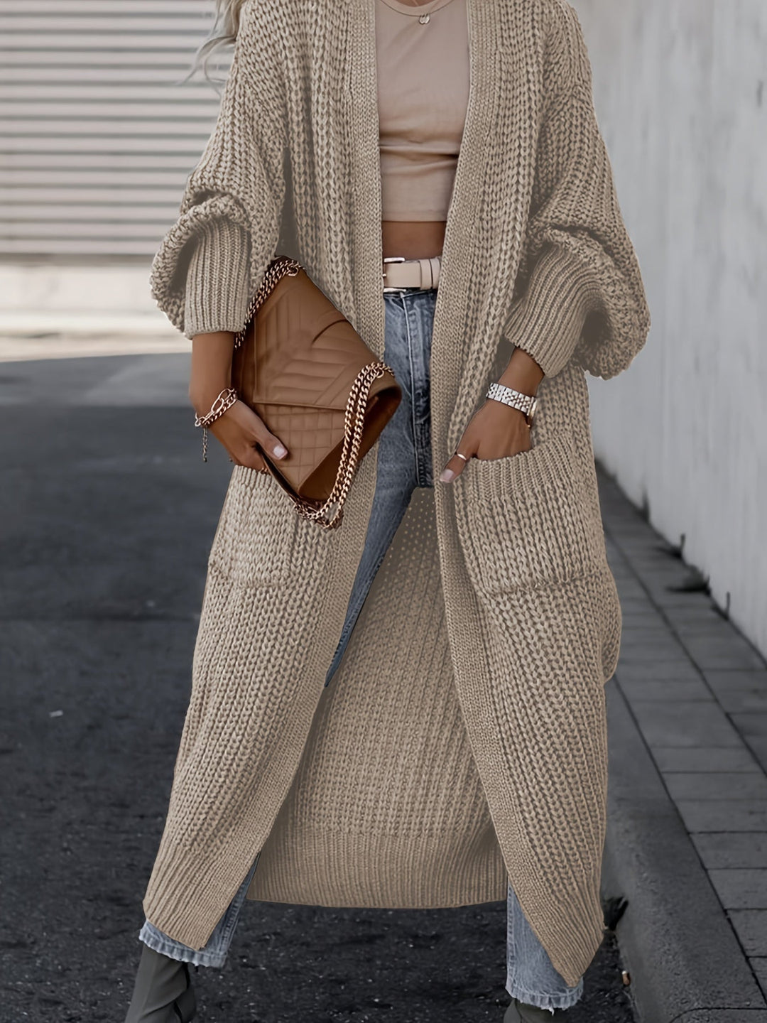 Lilian | Lang Chunky Strikket Cardigan til Damer